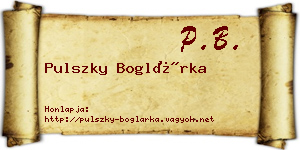 Pulszky Boglárka névjegykártya